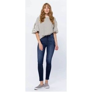 Judy Blue Relaxed Fit Blue Jeans Tapered Spandex Stretch Distressed Size 30X25